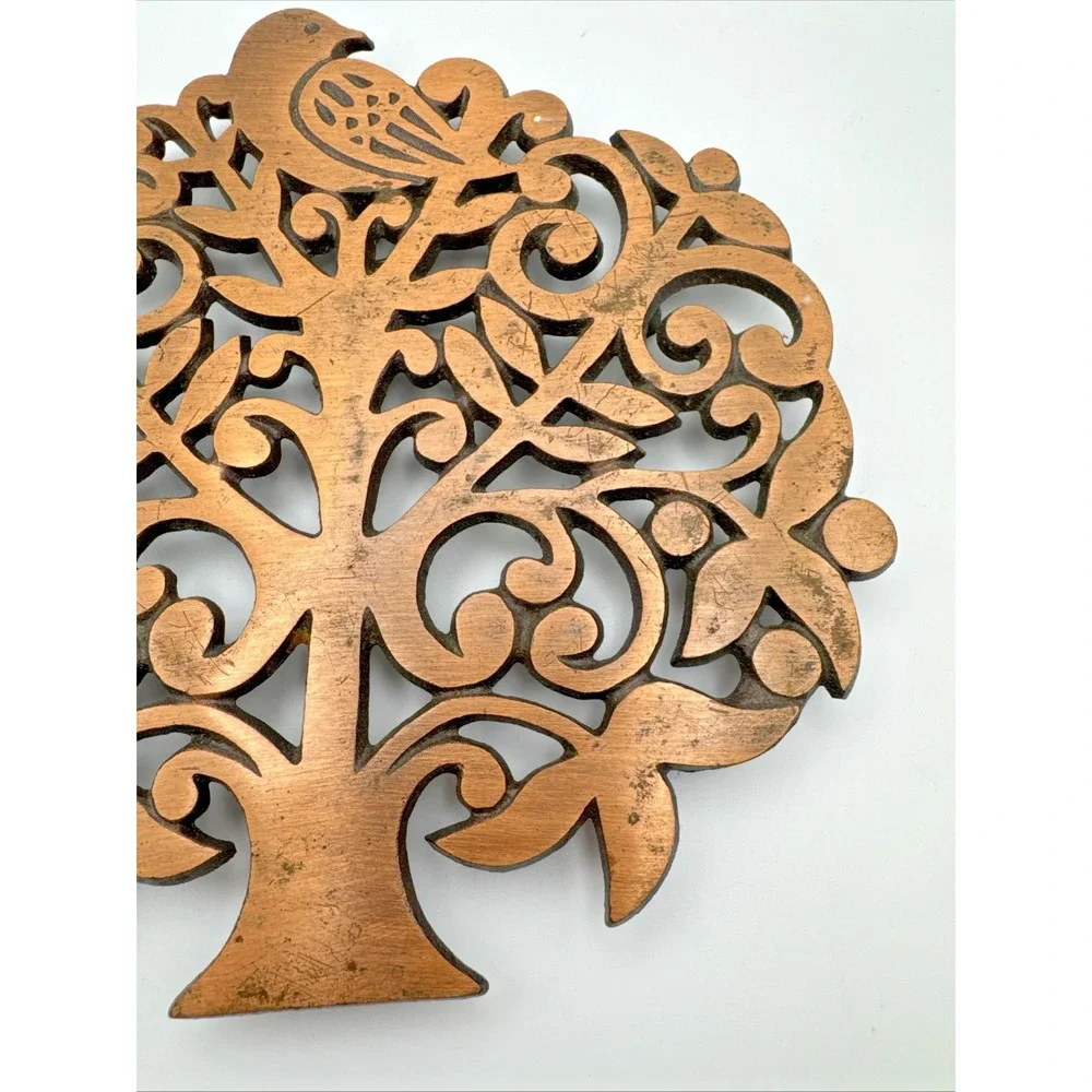 Tree Of Life Trivet Copper Bird Dove Retro‎ Wall Hanging Decor 1970s